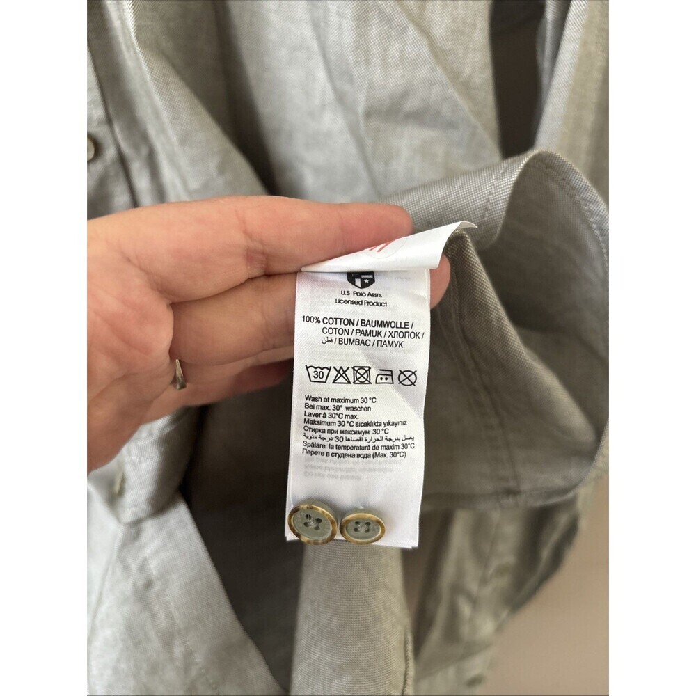 U.S. Polo Assn Men’s Size L Gray Button Down Shirt Slim Fit Long Sleeve Casual - Picture 2 of 7